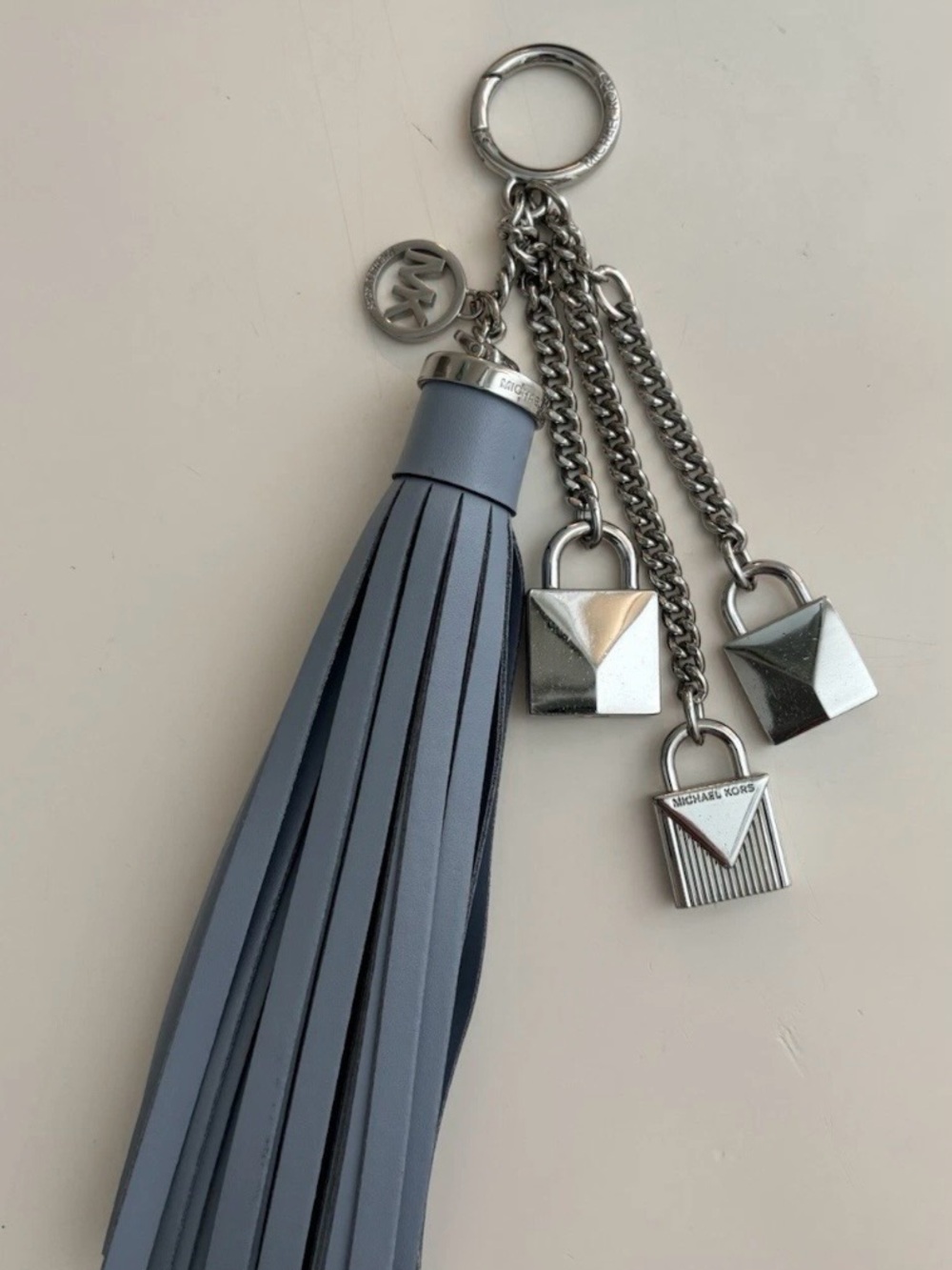 Michael Kors Blue Key Lock Leather Charms Tassel